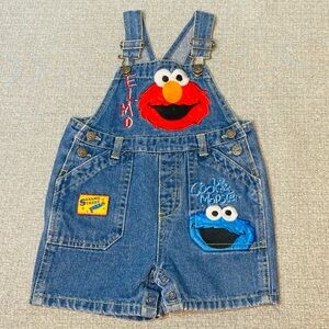 Vintage Y2K Sesame Street Elmo Cookie Monster Overalls 24 Months Toddler Unisex